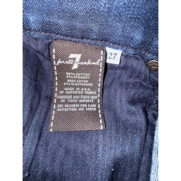 7 For All Mankind Skinny Jeans Dark Wash Distressed Denim Women's Size 27 USA - Picture 15 of 16